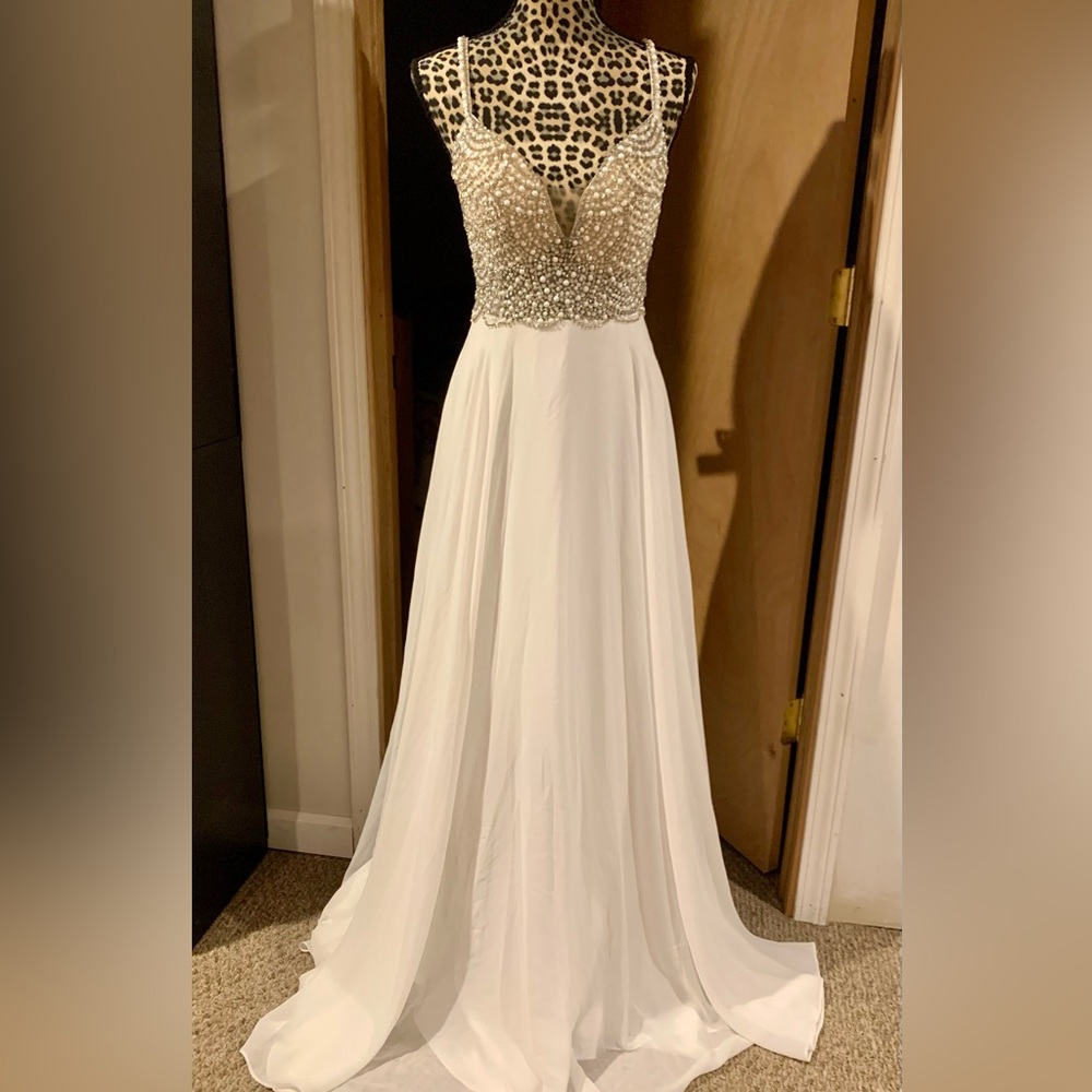 Lulus True Love Beaded Rhinestone Maxi Dress | L